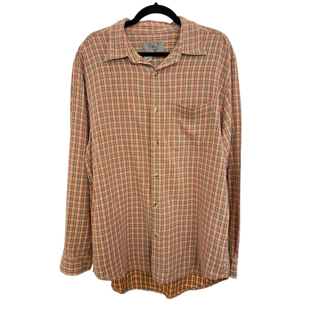 The Territory Ahead Rainbow Micro Check Button Down Long Sleeve Large Casual
